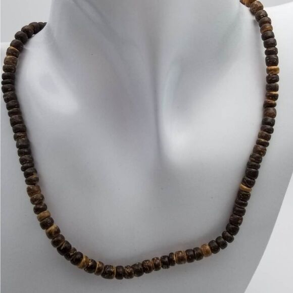 Tigers eye Native wooden spacer necklace‎ brutalist - Picture 1 of 2